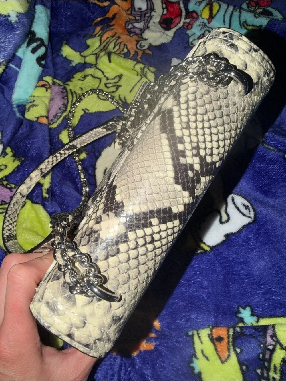 Euc tory burch snakeskin small fleming shoulder bag